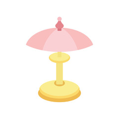 Flat style table lamp in pink and yellow. Vector illustration