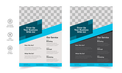 Trendy Flyer style vector design with an A4 format, modern leaflet cover, or presentation template. Suitable for social media and web or internet ads.