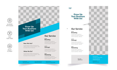 Trendy Flyer style vector design with an A4 format, modern leaflet cover, or presentation template. Suitable for social media and web or internet ads.