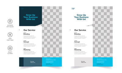 Trendy Flyer style vector design with an A4 format, modern leaflet cover, or presentation template. Suitable for social media and web or internet ads.