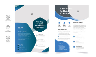 Trendy Flyer style vector design with an A4 format, modern leaflet cover, or presentation template. Suitable for social media and web or internet ads.