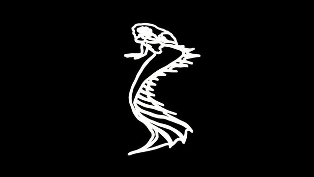 silhouette of a girl icon sign or symbol animation. White Highlight Elements. Doodle loop animation. doodle style on transparent background. Jittery Artistic Motion. scribble seamless loop animation.