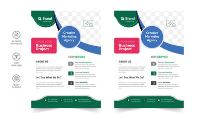 Trendy Flyer style vector design with an A4 format, modern leaflet cover, or presentation template. Suitable for social media and web or internet ads.