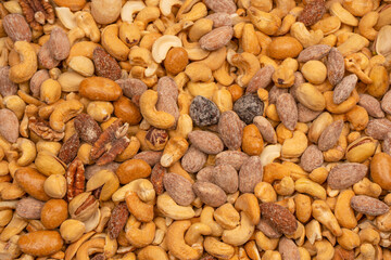 A group of almonds, pistachios, walnuts, macadamia, cashews.