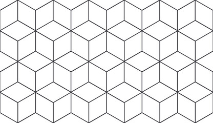 Cube, hexagon pattern background. Seamless geometric pattern. Vector tile, line wallpaper. Cubic hexagon texture. Rhombus mesh, white background. EPS 10.