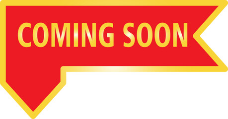 Coming Soon Banner Red Ribbon vectors on white background..eps
