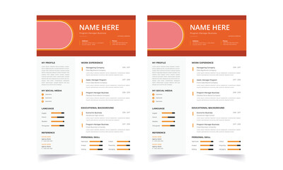 Professional Resume CV Template Layout.  Beautiful CV / Resume template - elegant stylish design 