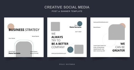 Editable minimal social media, web Banner Post Template. Suitable for social media posts and web internet ads. Vector illustration