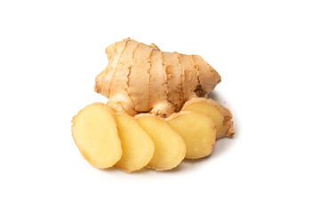 Ginger root isolated on white background.