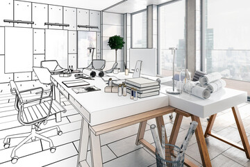 Contemporary Penthouse Office Environment (project) - 3D Visualization