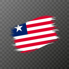 Liberia national flag. Grunge brush stroke. Vector illustration on transparent background.
