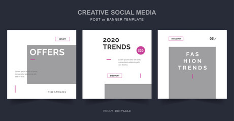 Editable minimal social media, web Banner Post Template. Suitable for social media posts and web internet ads. Vector illustration