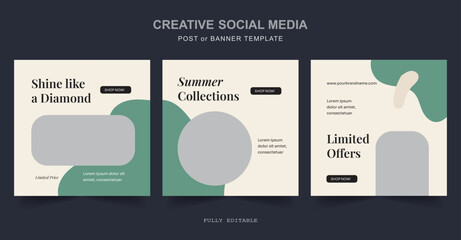Editable minimal social media, web Banner Post Template. Suitable for social media posts and web internet ads. Vector illustration
