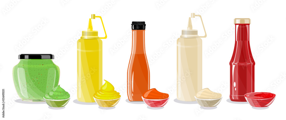 Poster sauce bottles set