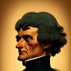 Illustrated portrait of Thomas Jefferson, President of the USA - obrazy, fototapety, plakaty