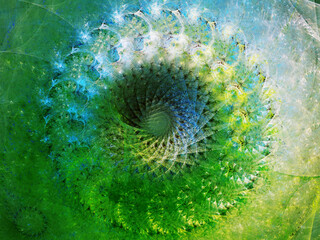 Naklejka na ściany i meble blue and green abstract fractal background 3d rendering illustration