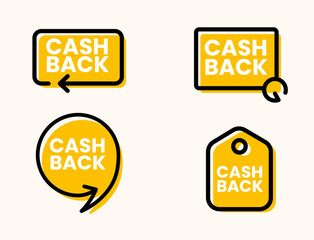 Caschback sticker collection. Money back label vector illustration.