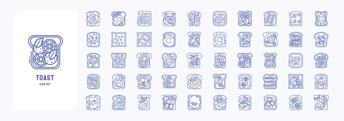 Toast toppings. Toast icon set - obrazy, fototapety, plakaty