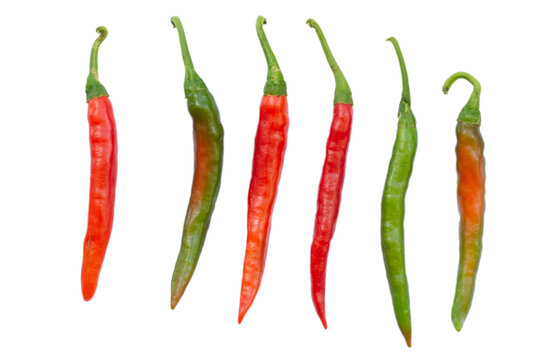 red hot chili peppers isolated on white