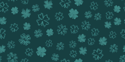 Saint Patricks Day, festive background with flying clover.	
