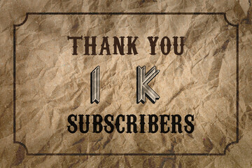 1 K subscribers celebration greeting banner with Vintage Design