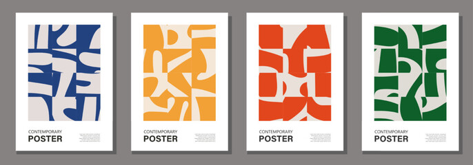 Set of minimalist wall art posters with abstract contemporary style collage © C Design Studio