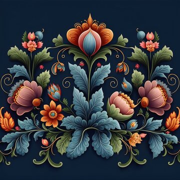 Flowers jacobean embroidery created with AI