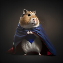 Superhero hamster with cape created with AI