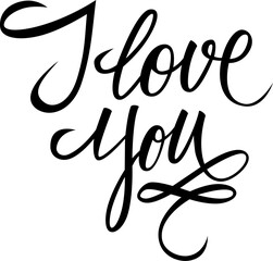 I Love You hand lettering. Creative typography for your romantic graphic design. PNG file.