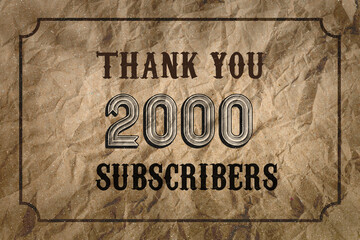 2000 subscribers celebration greeting banner with Vintage Design