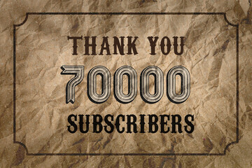 70000 subscribers celebration greeting banner with Vintage Design