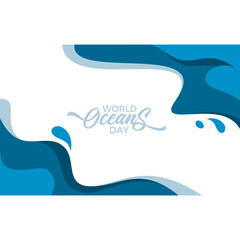 World Oceans Day Background. Wave Abstract Vector Design