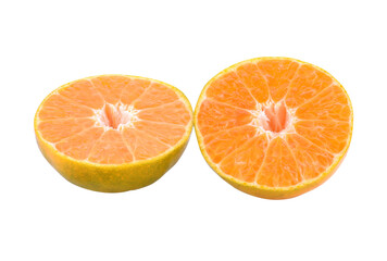 tangerine or mandarin fruit with leaves isolated transparent png