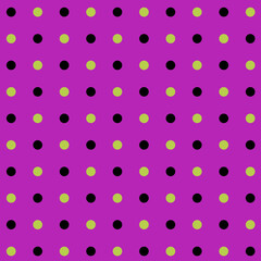 Vivid yellow and black dots isolated on a pink purple background Minimalist style seamless fabric print