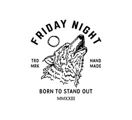 Vintage hand drawn wolf logo template