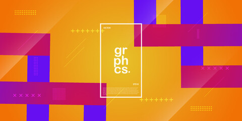 abstract orange, purple gradient illustration geometric background with simple rectangle arc pattern. cool and bright design.Eps10 vector