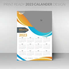 Editable illustration page template A4, A3. Week start on Sunday. Vertical editable page, wall calendar vector illustration. Simple corporate card, planner. 2023 calendar. 