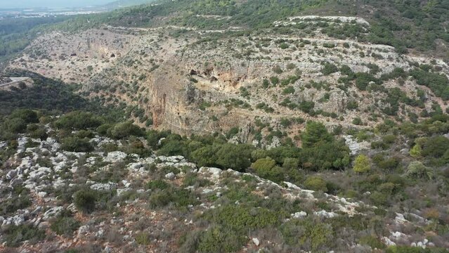 Aerial video over Mount Tabor Israel 