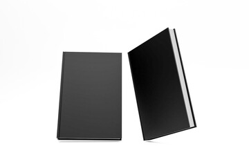 black blank book on white background, for your book mockup purposes, 3d rendering