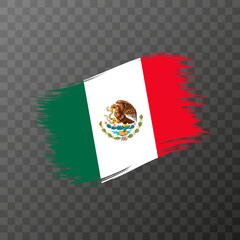 Mexico national flag. Grunge brush stroke. Vector illustration on transparent background.
