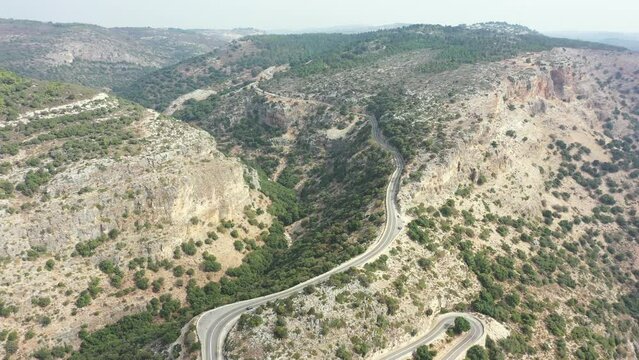 Aerial video over Mount Tabor Israel 