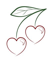 The symbol of a red cherry with heart.
