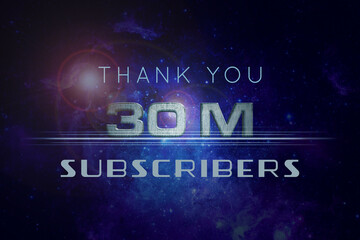 30 Million  subscribers celebration greeting banner with Star Wars Design