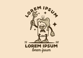 Illustration mascot design of candle with hands and feet