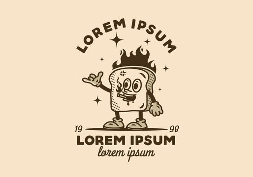 Illustration mascot design of white bread with hands and feet