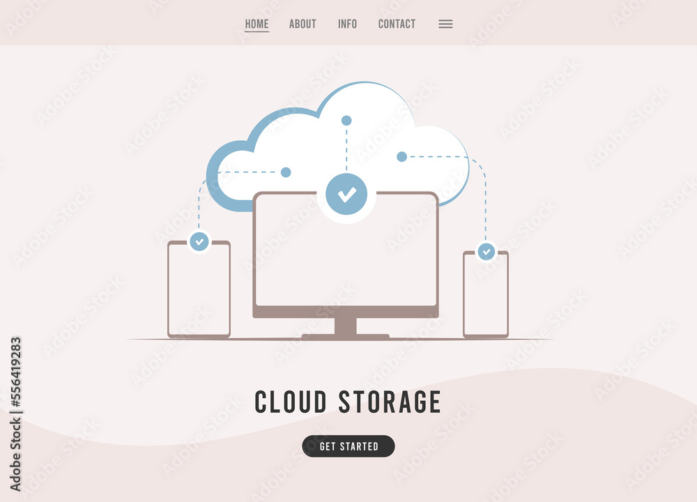 Poster cloud storage - file-sharing service. online cloud computing technology. data between gadgets and th