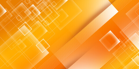 Orange technology digital banner design. Science, medical and digital technology header. Geometric abstract background with tech design