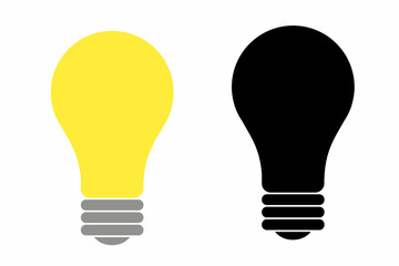 Yellow and black light bulb icon. Stock vector illustration.