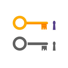 Key hole icon vector or keyhole golden and black white silhouette clipart isolated graphic illustration simple design image