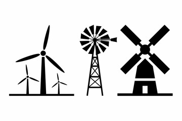 Windmill, turbine icon illustration. Stock vector. - obrazy, fototapety, plakaty